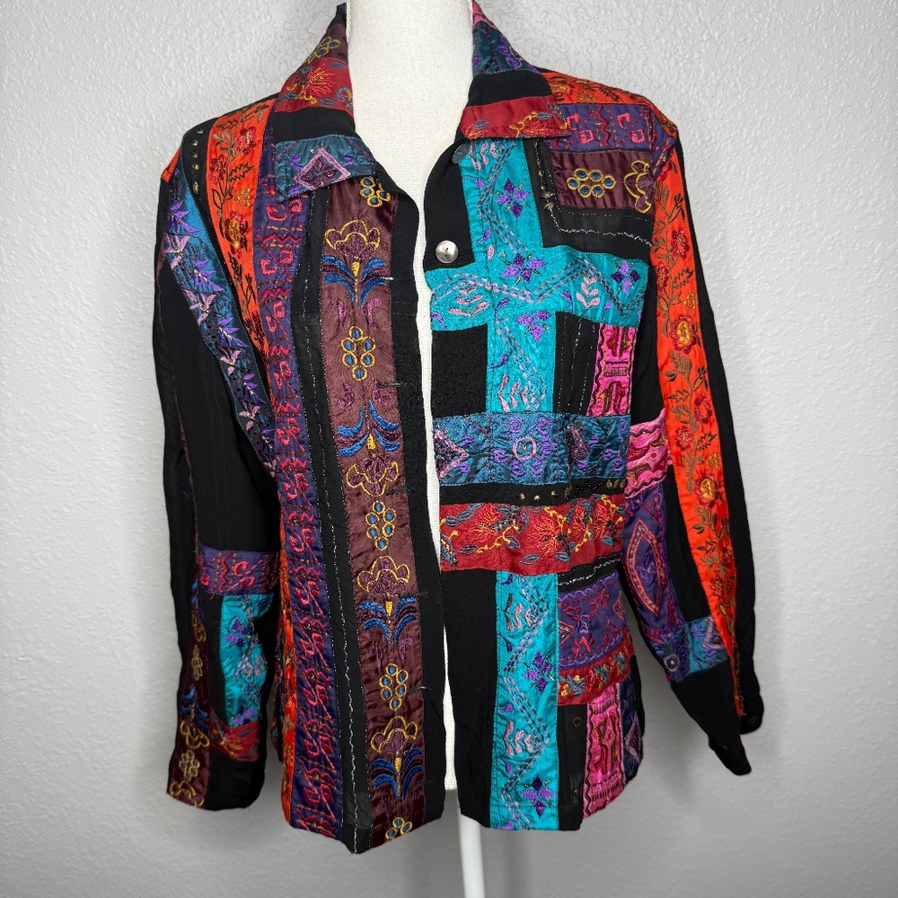 Vintage Chico's Multicolored Patchwork Jacket‎ -cp